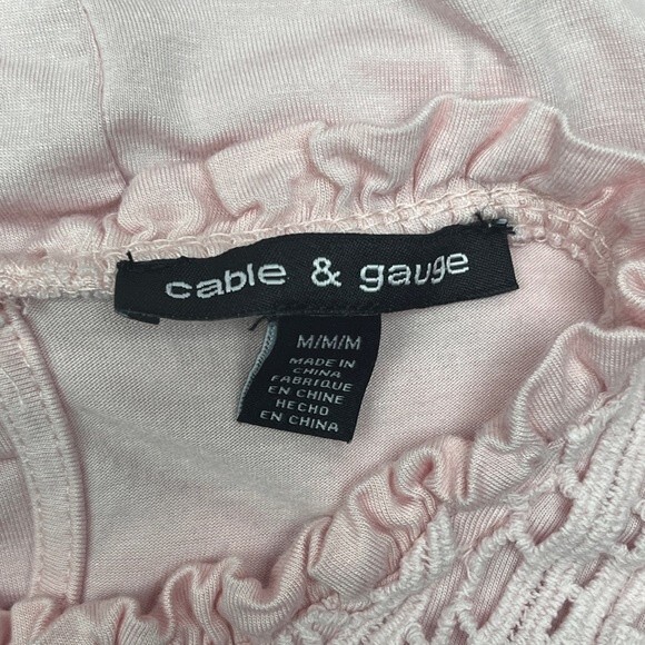 Cable & Gauge Pink Ruffle Sleeve Embroidered Blouse – Size Medium - Picture 4 of 4